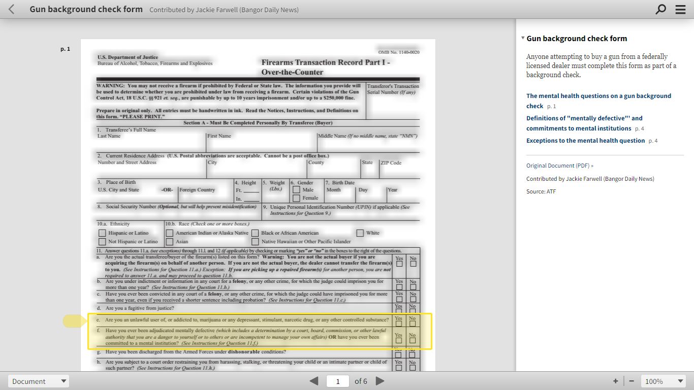 Gun background check form - DocumentCloud